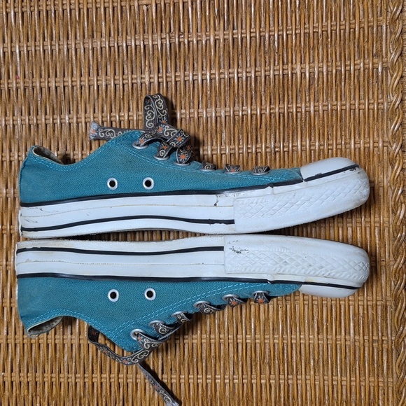 Converse Turquoise Sneakers with Decorative Laces Sz 7.5 Gently Loved - Picture 8 of 8